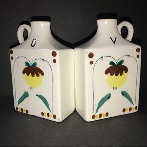 Vintage Ceramic Oil and Vinegar Cruet Set Lemon Themed